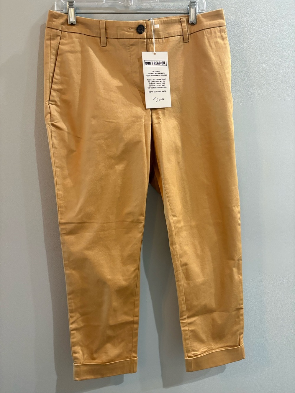 WILDFANG The Essential Trouser Pants Womens Camel Tan Cuff Mid Rise Size 6 NWT